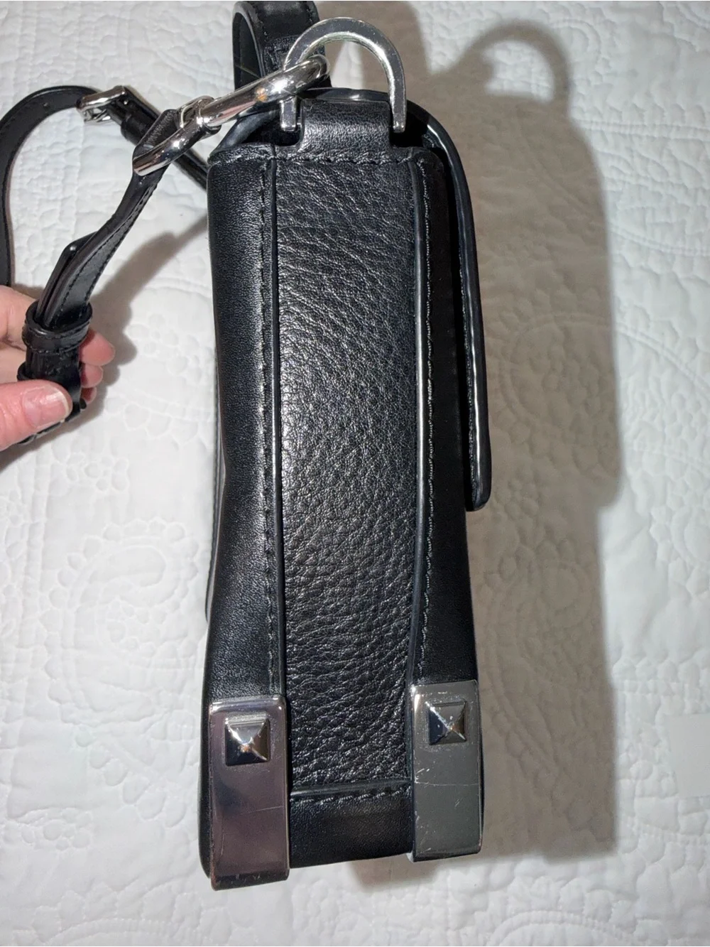 Michael Kors Jayne Small Black Leather Trunk Satchel Crossbody